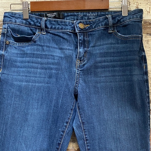 Simply Vera Vera Wang Med Blue Wash Skinny Jeans, 10P - Picture 2 of 10